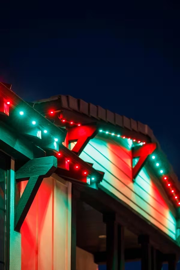 Portrait view of Strata roofline lighting at dusk