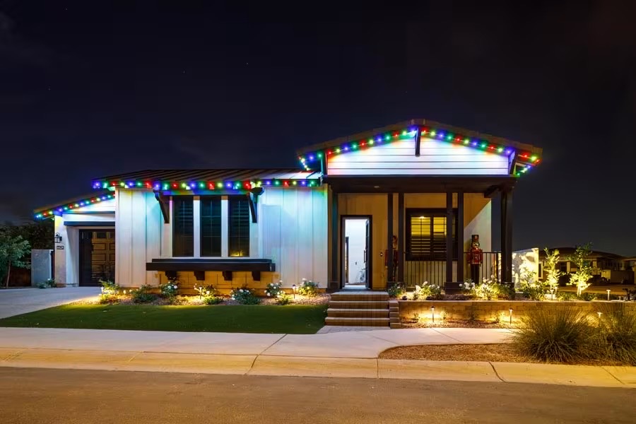 Authorized Strata system photography showing permanent exterior lighting